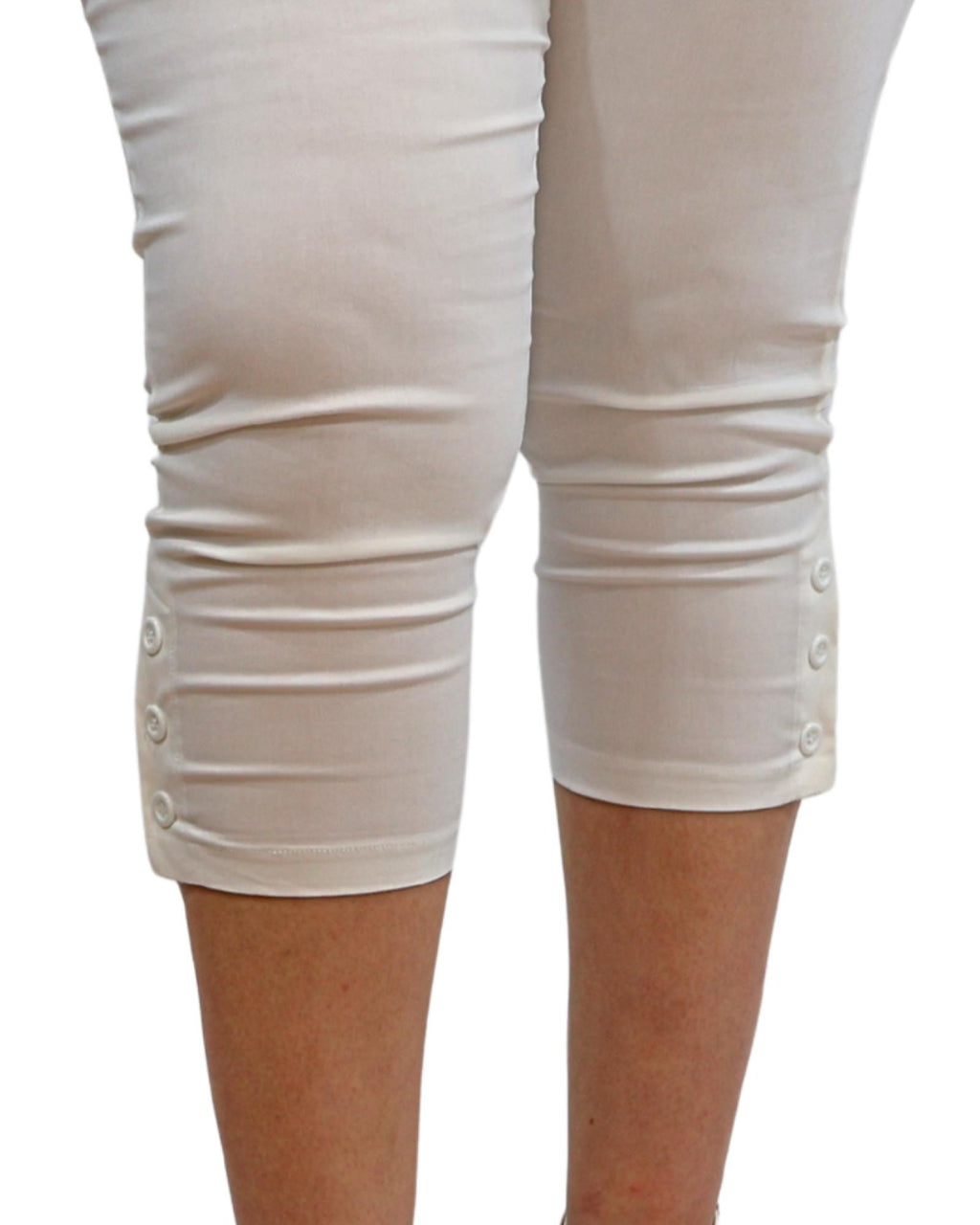 Pantacourt femme grandes tailles blanc boutons bas Modèle Lorenza - vue 2