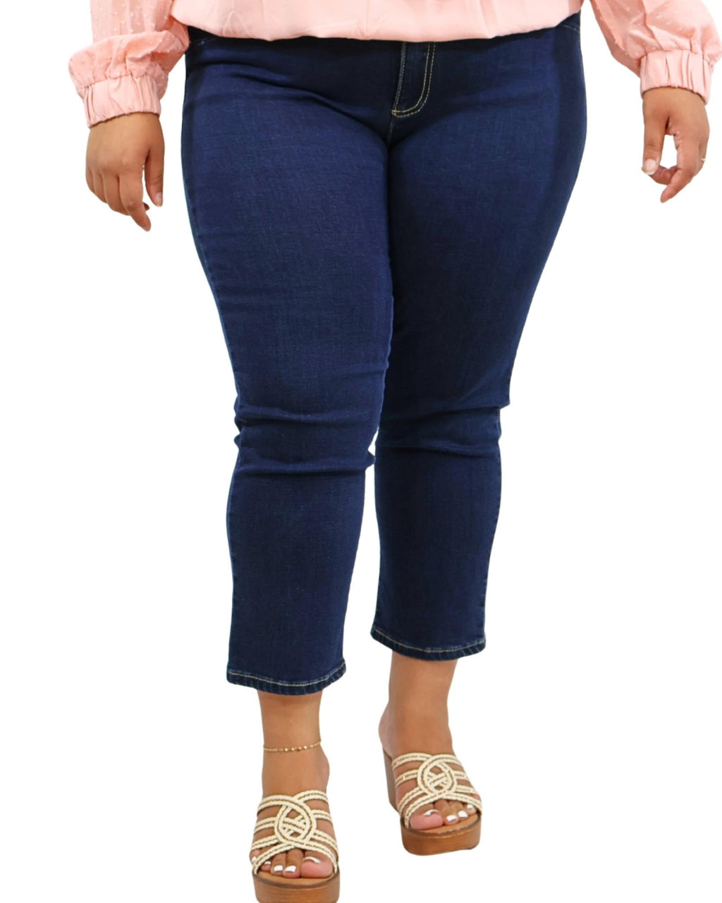 Pantacourt femme grandes tailles jean ajusté Modèle Maëva