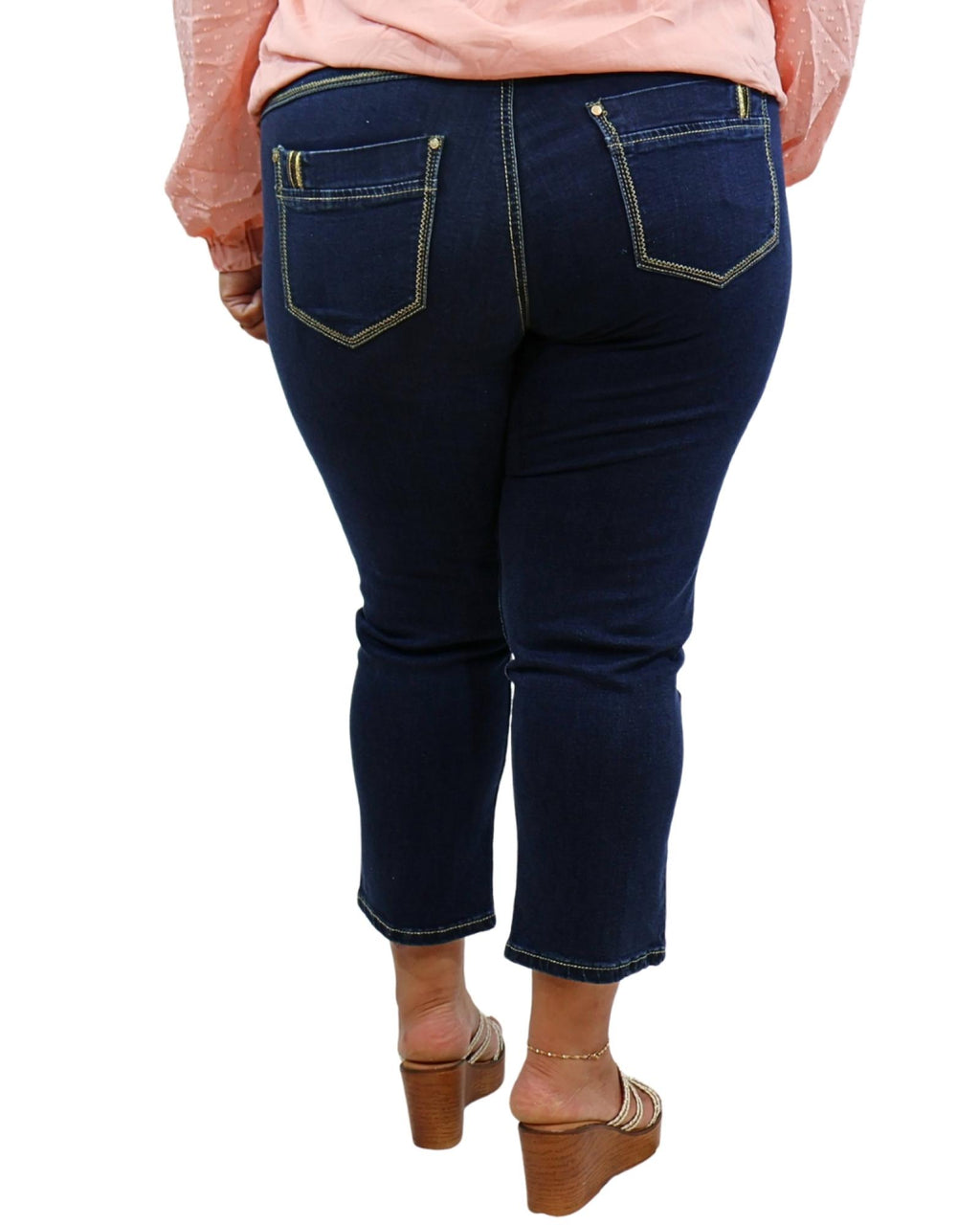Pantacourt femme grandes tailles jean ajusté Modèle Maëva - vue 2