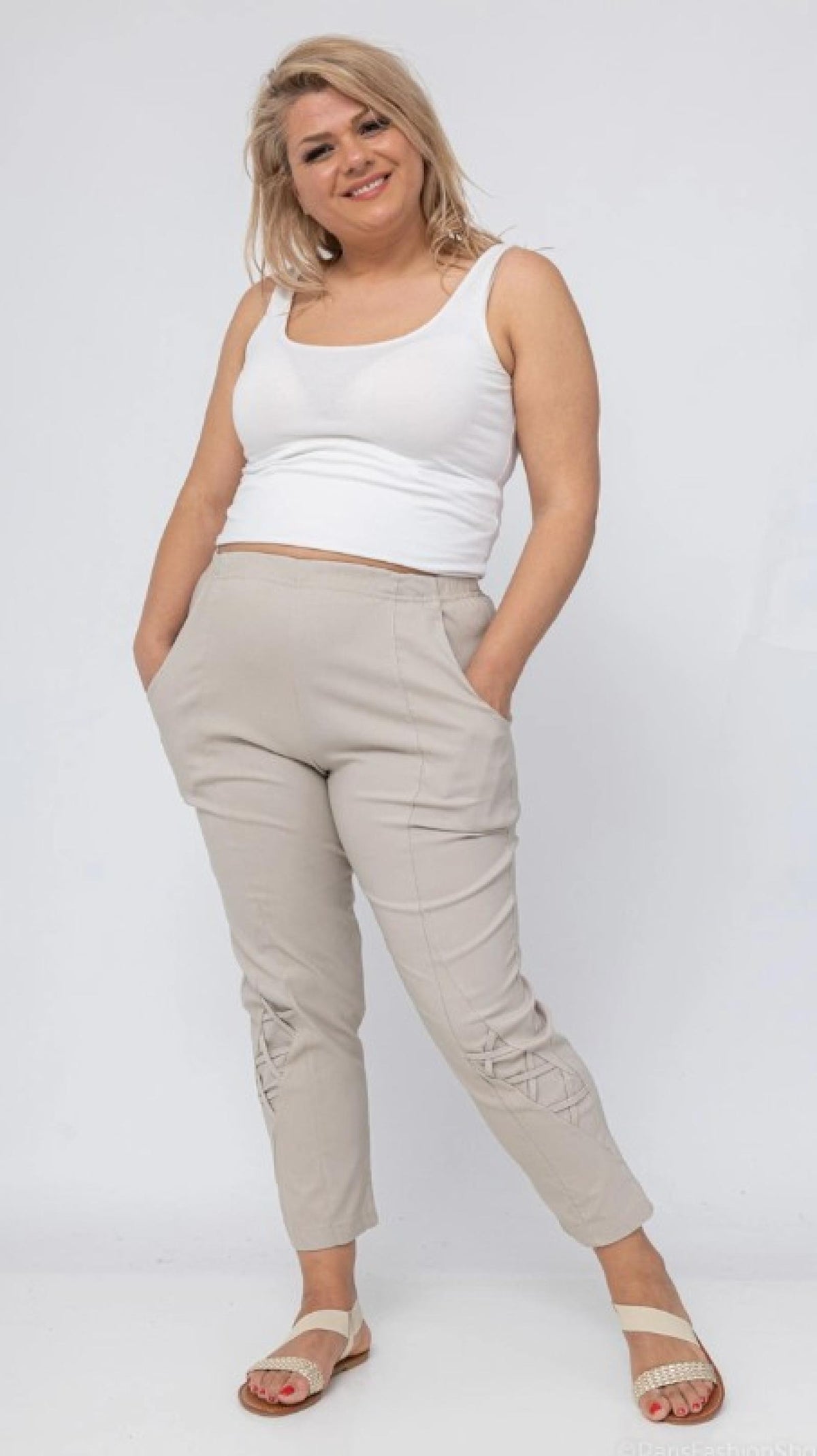 Pantacourt femme grandes tailles taille haute Modèle Mons - vue 3