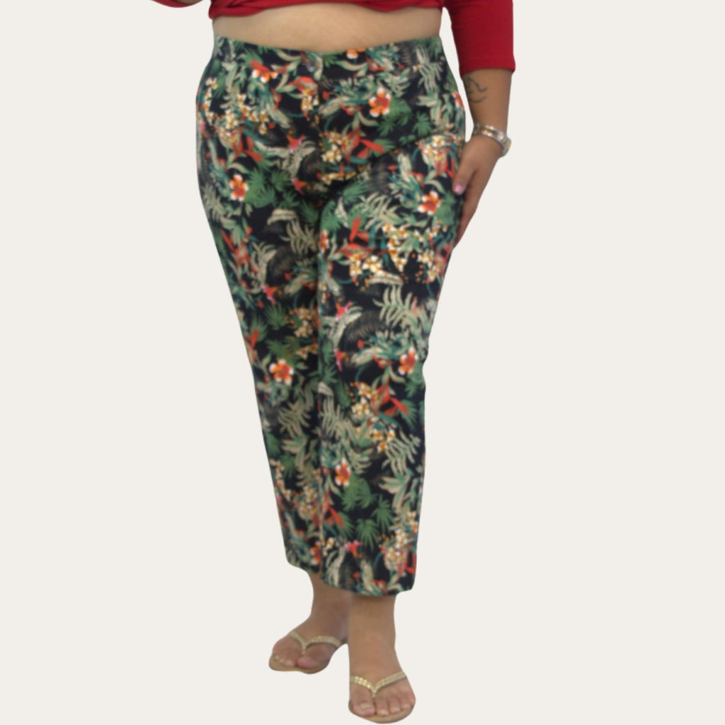 Pantacourt femme grandes tailles tropical Modèle Flora - Jean-Marc-Philippe