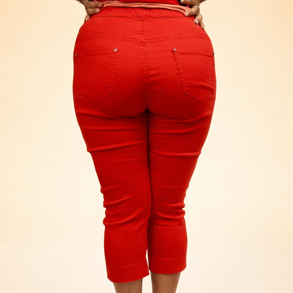 Pantacourt rouge grande taille Modèle Amadora - vue 3