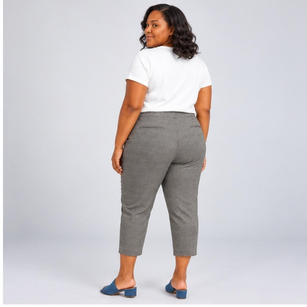 Pantalon 7/8 gris à carreaux grande taille Modèle Boston - Jean-Marc-Philippe - vue 2