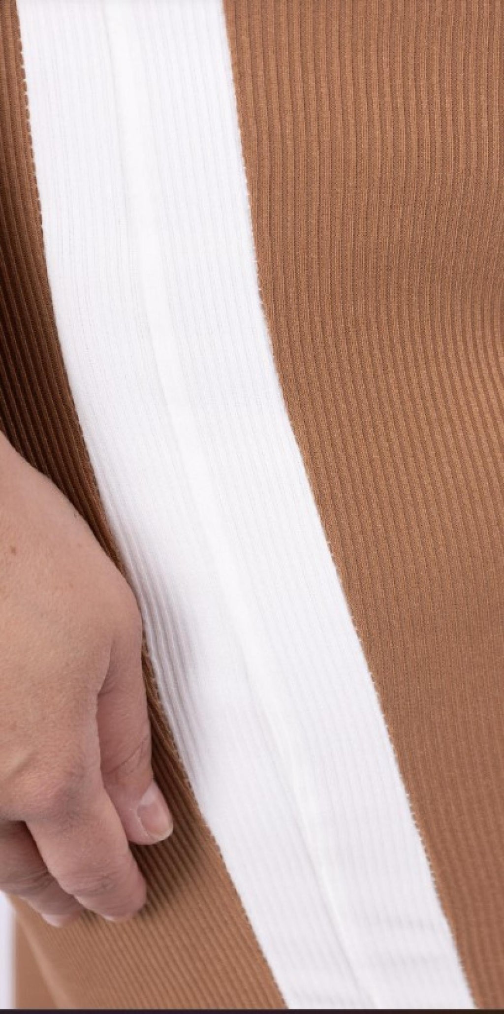 Pantalon femme grandes tailles côtelé bande contrastante Modèle Éclat - vue 3