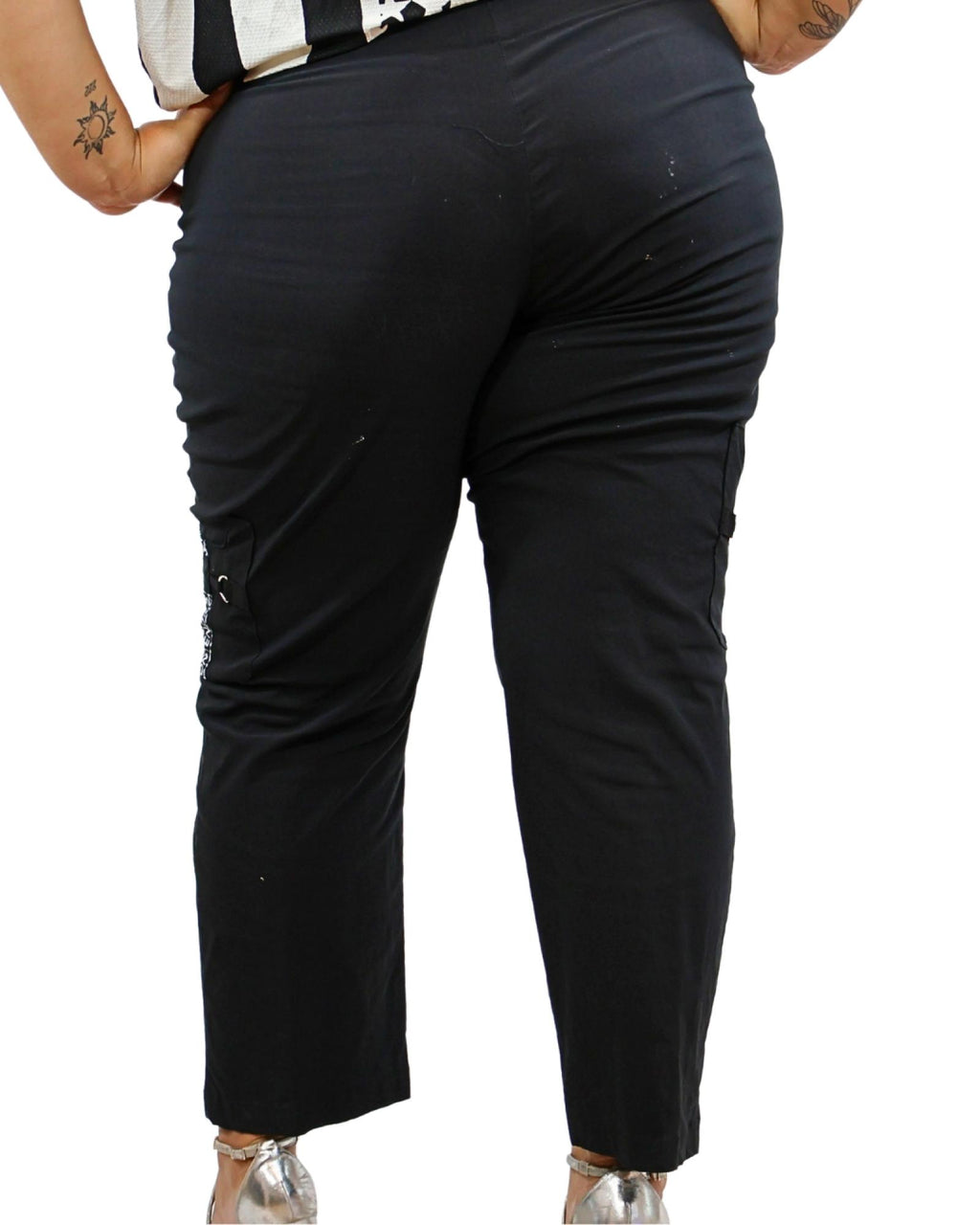 Pantalon femme grandes tailles droit imprimé côtés Modèle Black - Jean-Marc-Philippe - vue 3