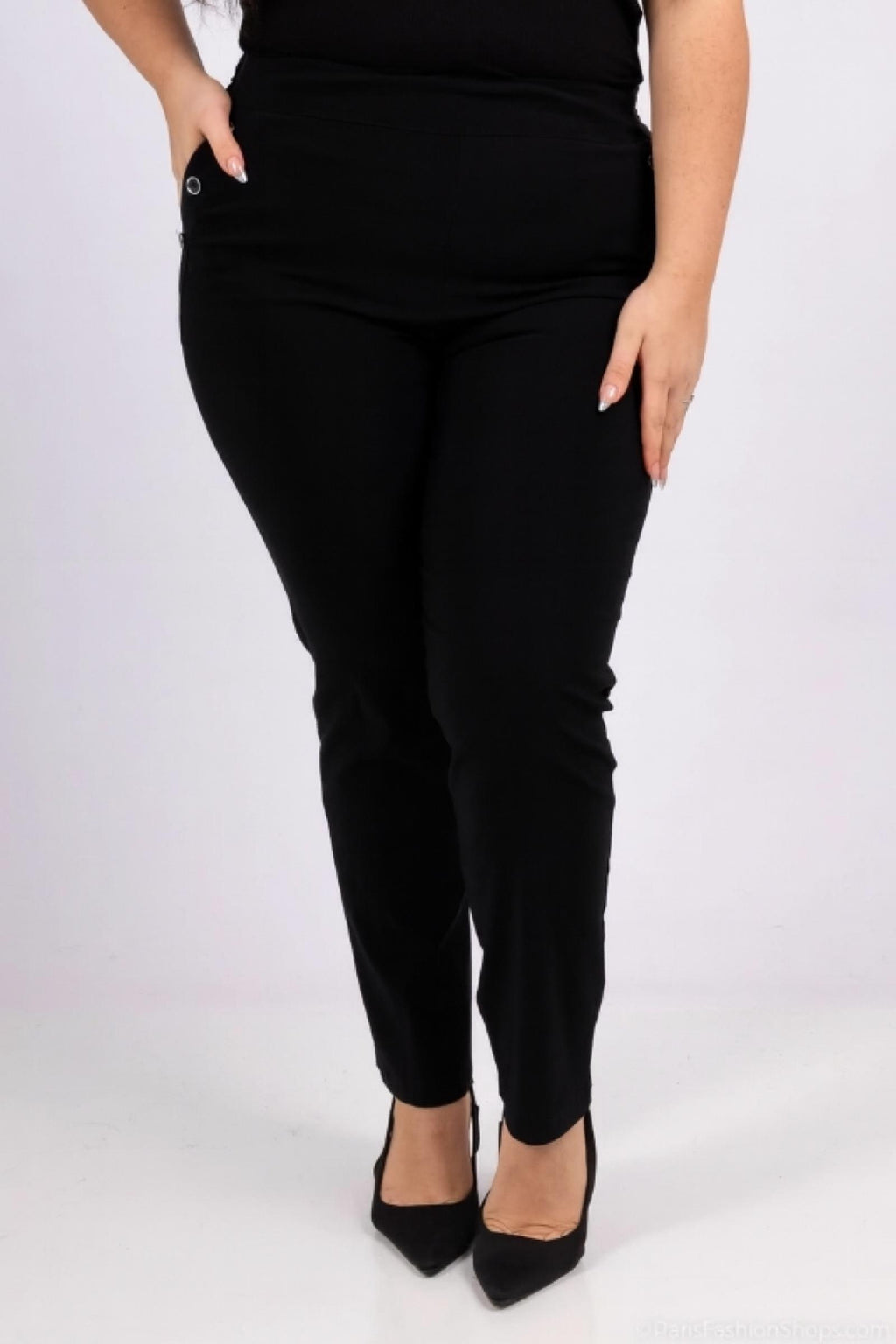 Pantalon femme grandes tailles droit taille haute Modèle Tina
