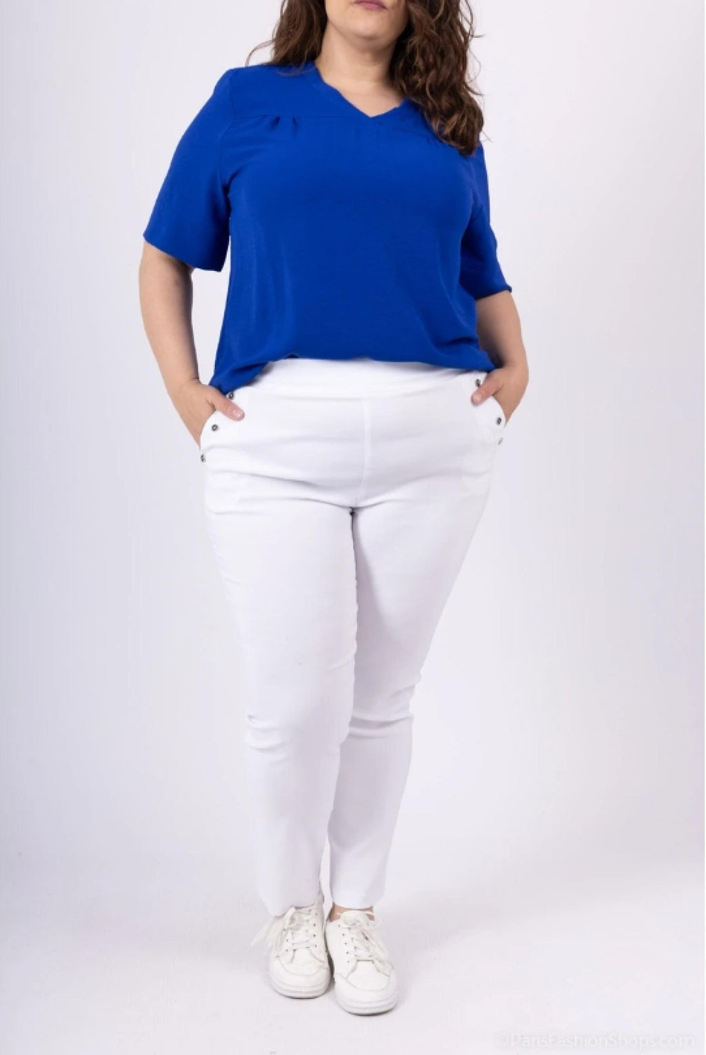 Pantalon femme grandes tailles droit taille haute Modèle Tina - vue 3