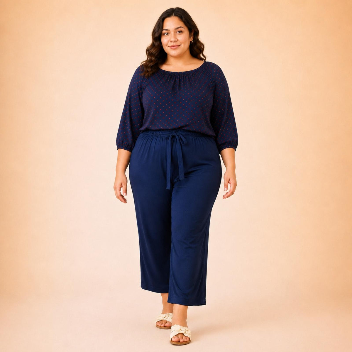 Pantalon femme grandes tailles fluide bleu Modèle Relax