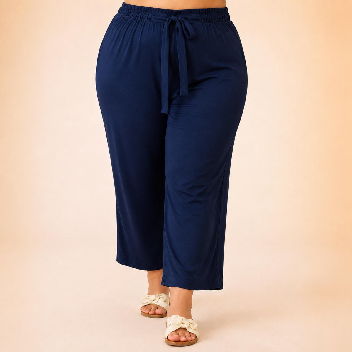 Pantalon femme grandes tailles fluide bleu Modèle Relax - vue 3