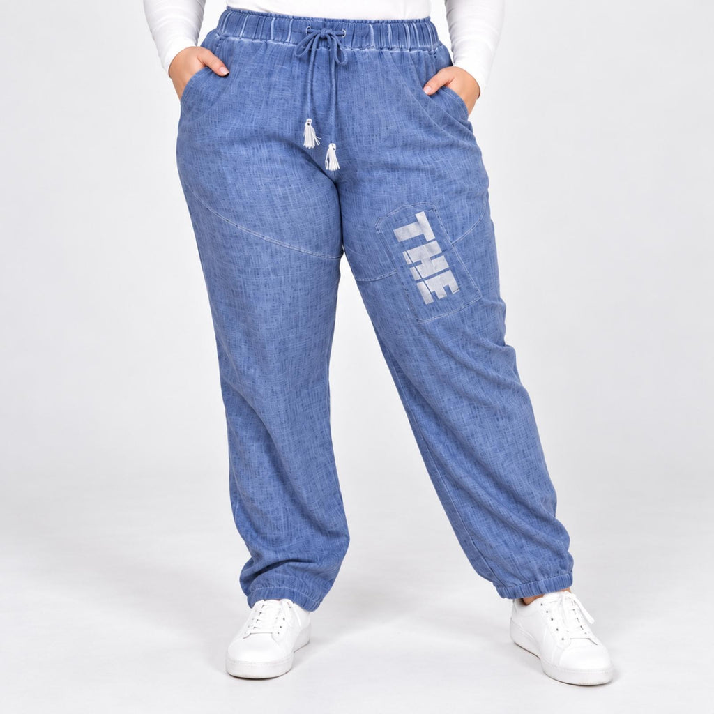 Pantalon femme grandes tailles lin taille élastique Modèle Naples - vue 2