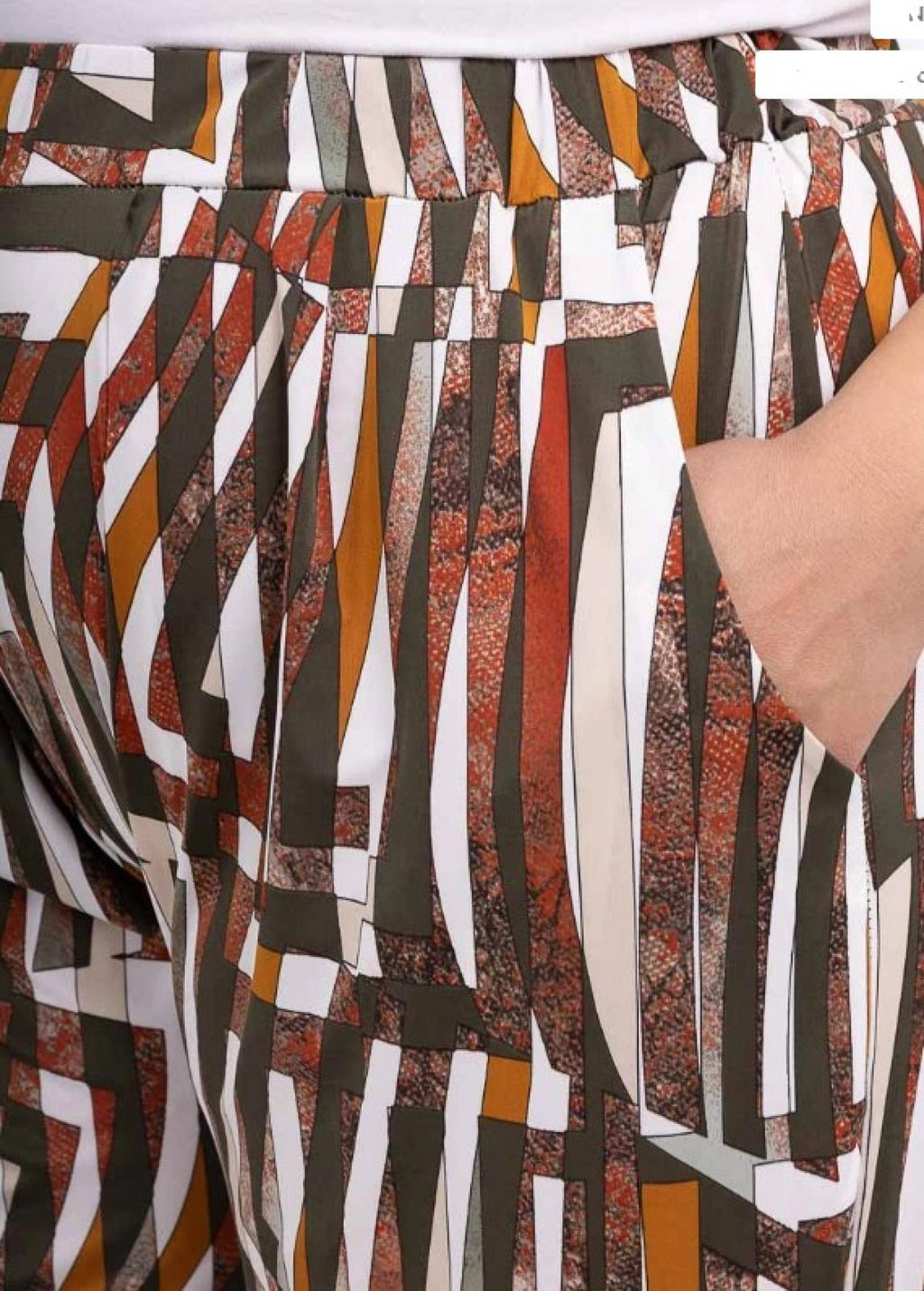Pantalon femme grandes tailles palazzo imprimé géométrique Modèle Évasion - vue 6