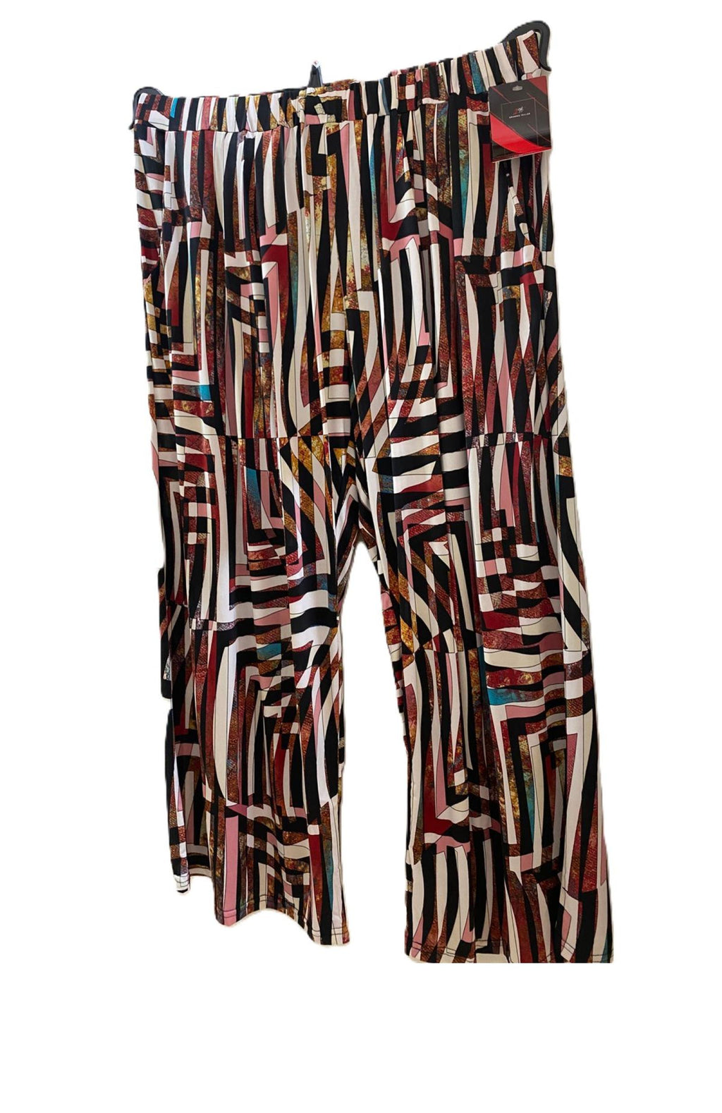 Pantalon femme grandes tailles palazzo imprimé géométrique Modèle Évasion - vue 7