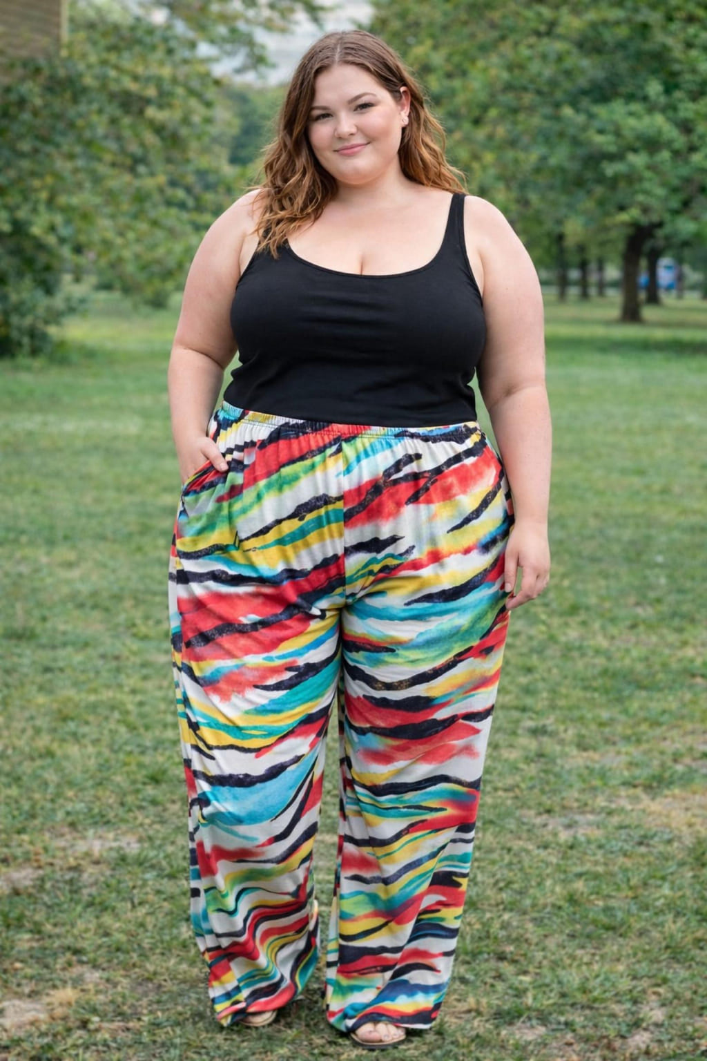 Pantalon femme grandes tailles palazzo imprimé Modèle Ariana