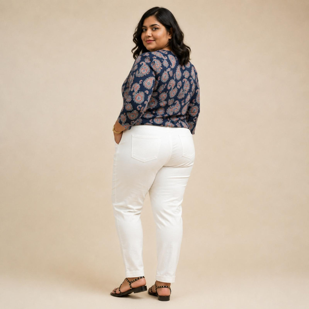 Pantalon femme grandes tailles taille élastique Modèle Tinto - vue 2
