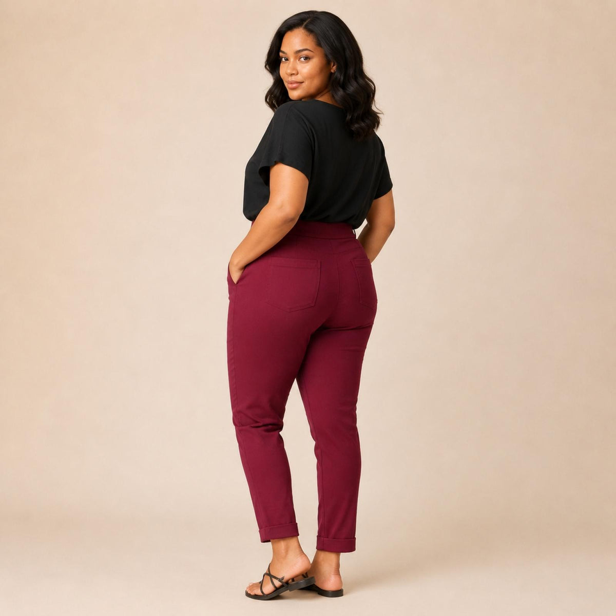 Pantalon femme grandes tailles taille élastique Modèle Tinto - vue 2