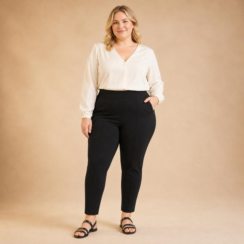 Pantalon femme grandes tailles taille élastique Modèle Tinto - vue 3
