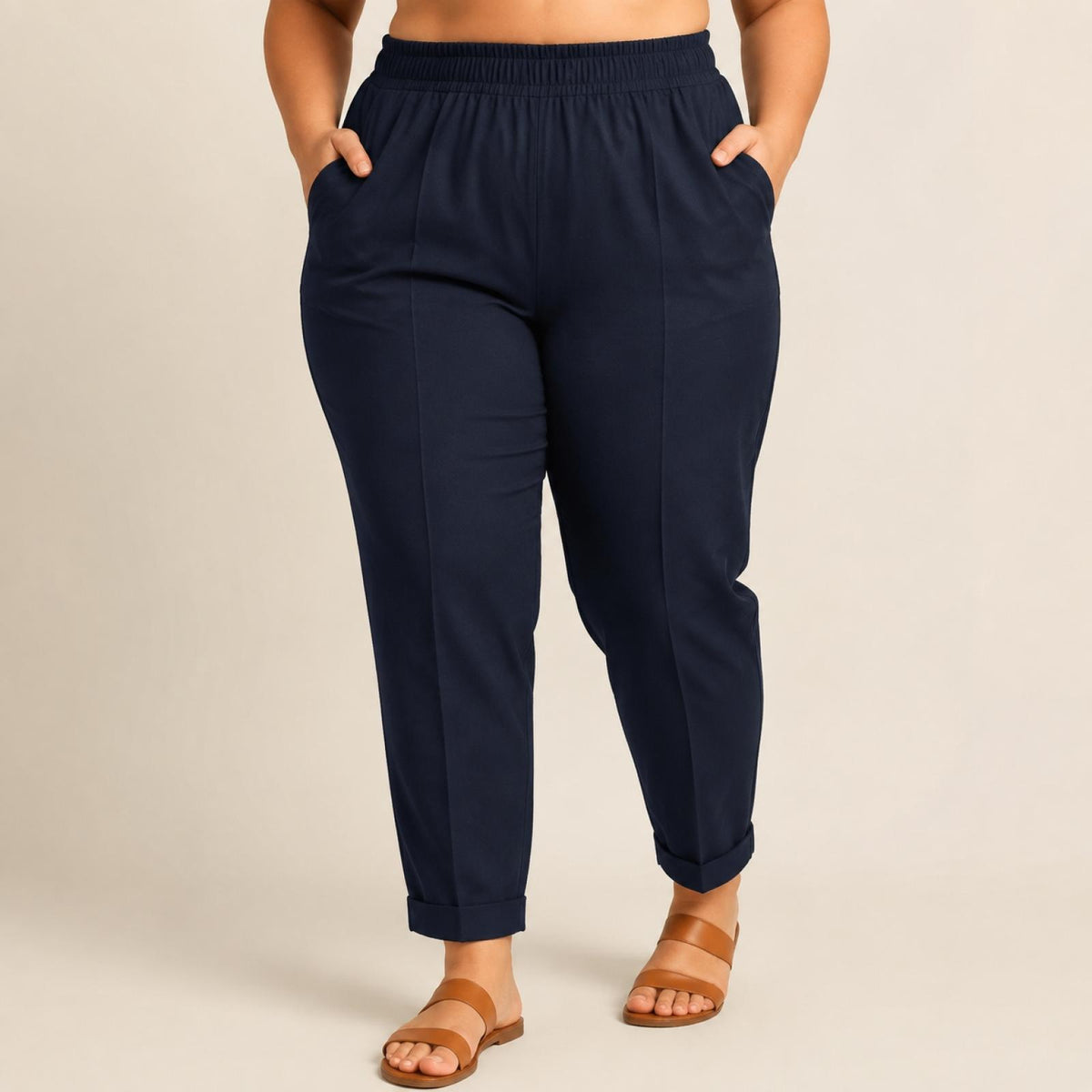 Pantalon femme grandes tailles taille élastique Modèle Tinto - vue 3