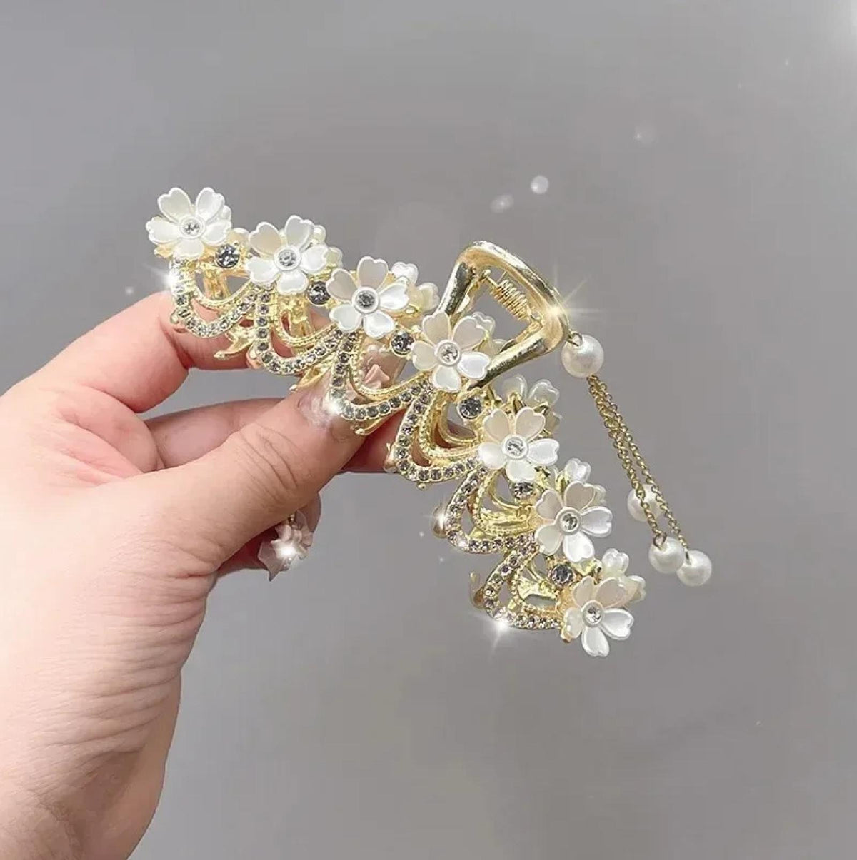 Pince Couronne de Fleurs Blanches - Santa Mode