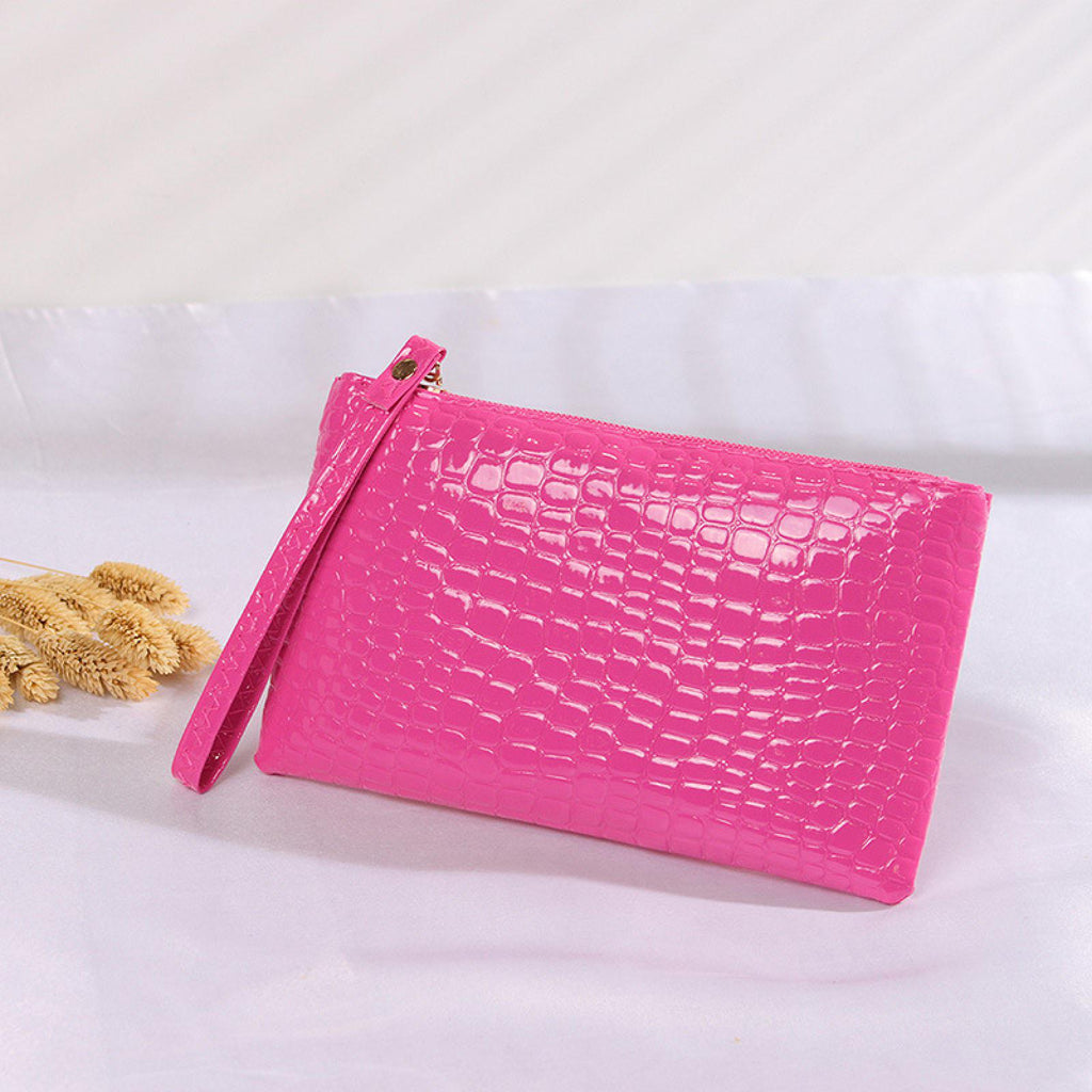 Pochette Rose Effet Croco