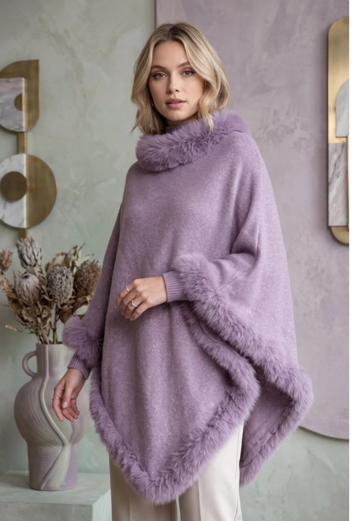 Poncho Basma Taille Unique lilas