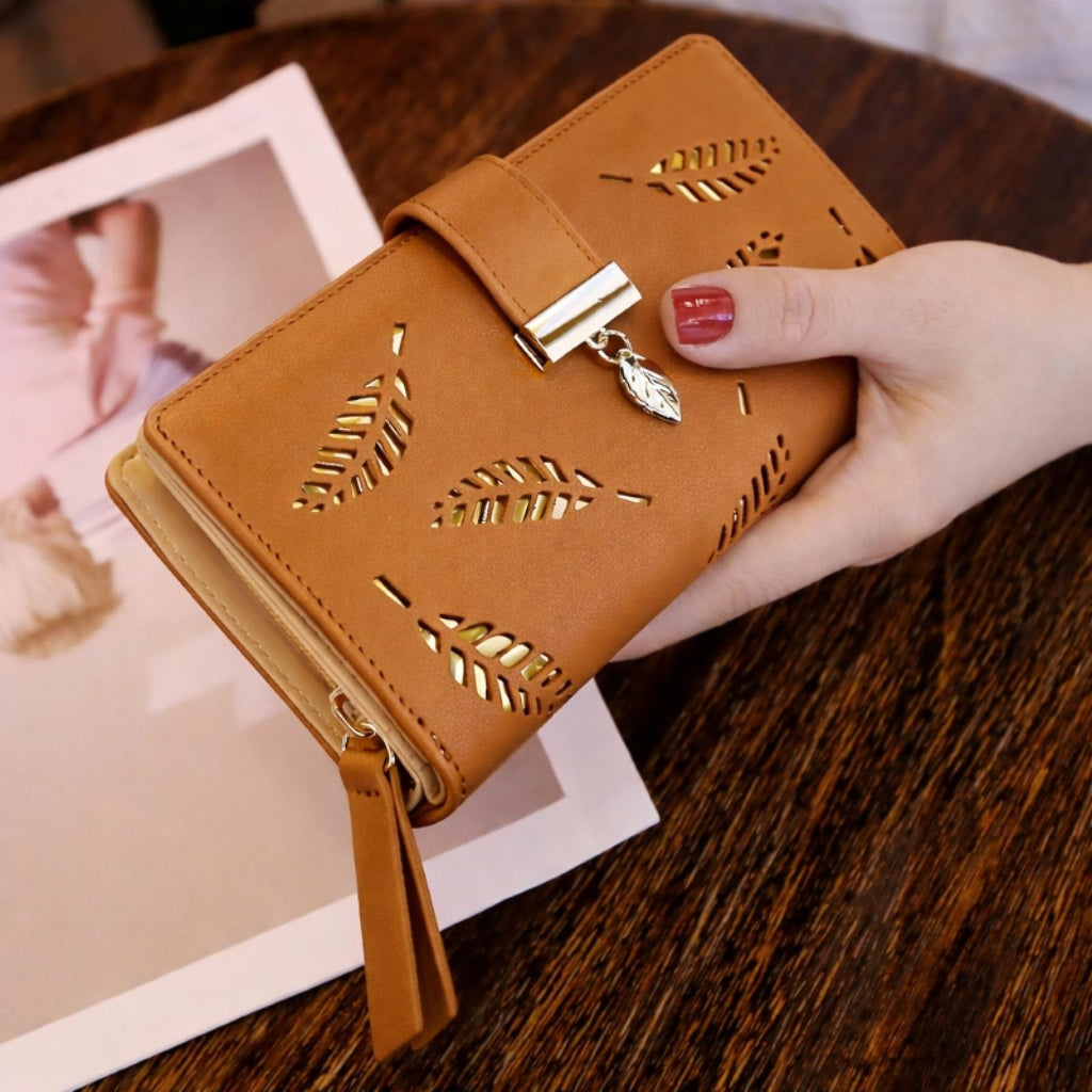 Portefeuille Feuillage Camel