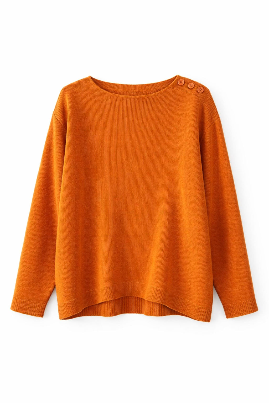 Pull grandes tailles orange à boutons Modèle Auriana - Santa Mode - vue 2