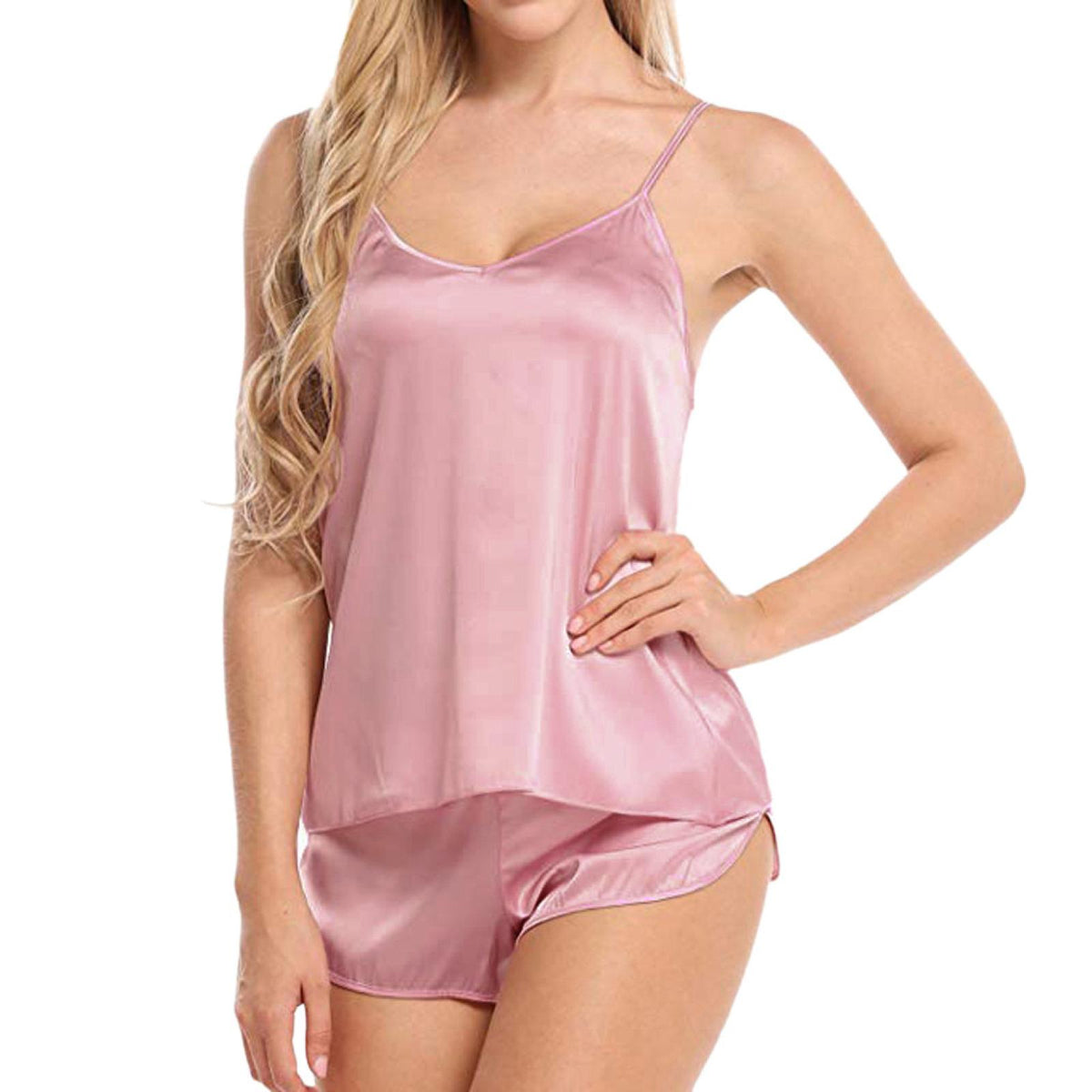Pyjashort Effet Satin du 36 au 46 rose - Santa Mode