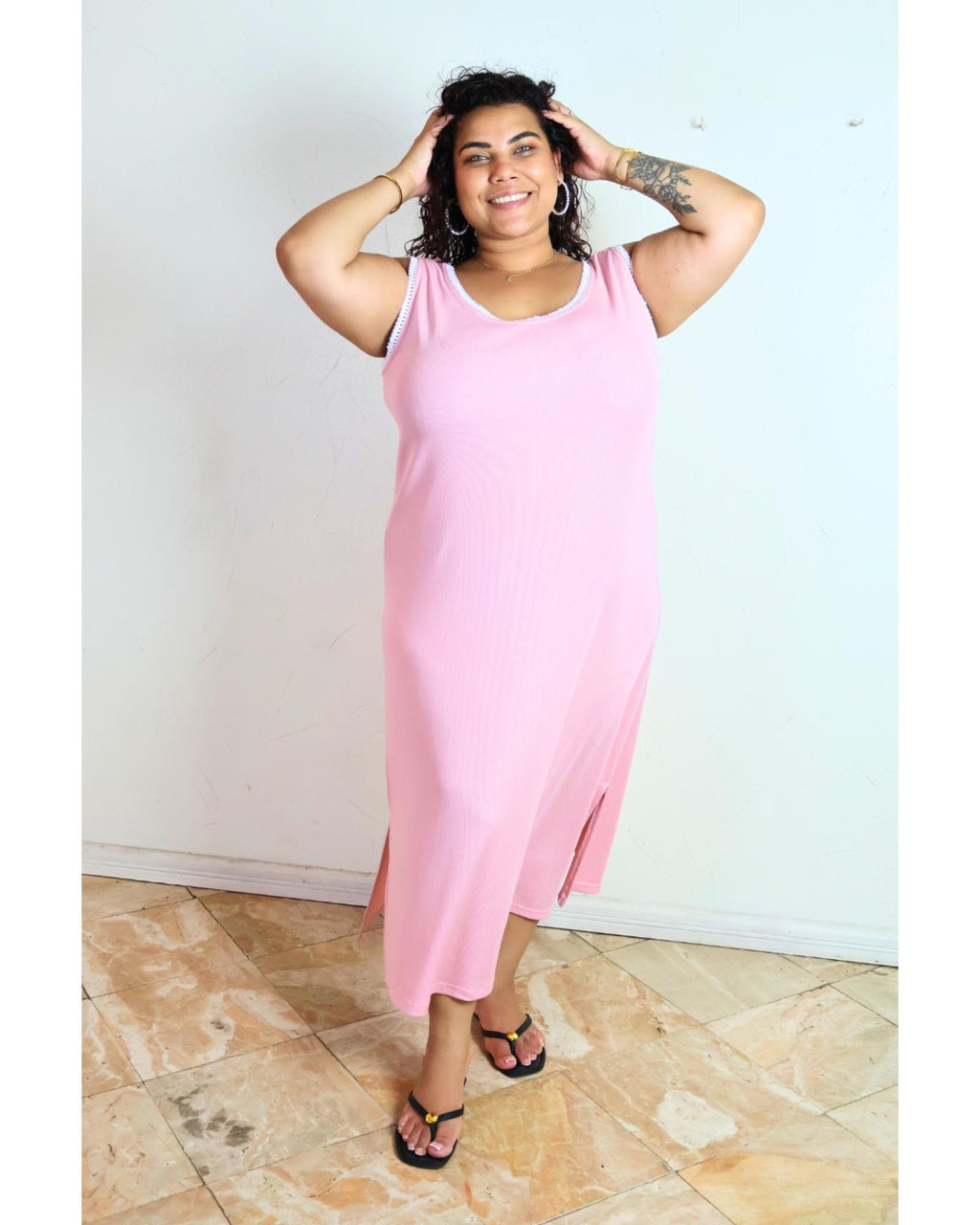 Robe Amelia du 46 au 60 rose - Santa Mode