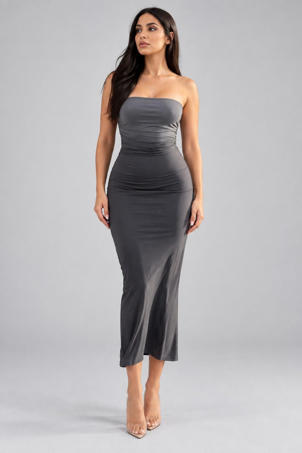 Robe bustier modèle Isadora grise - Santa Mode