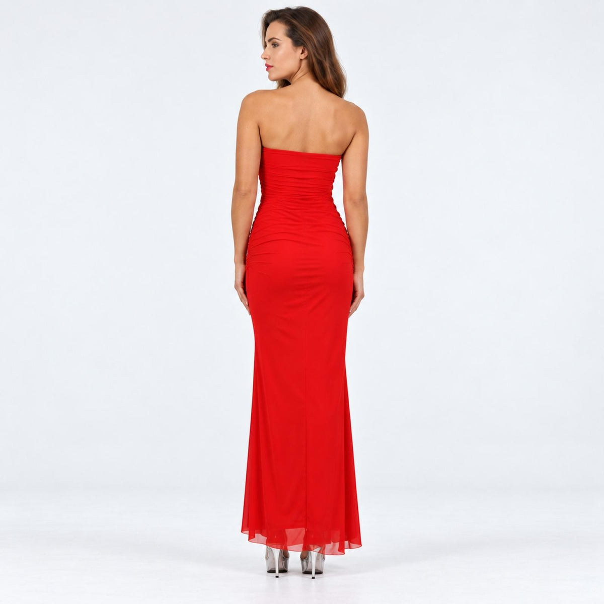 Robe bustier modèle Sienna rouge en tulle - vue 3