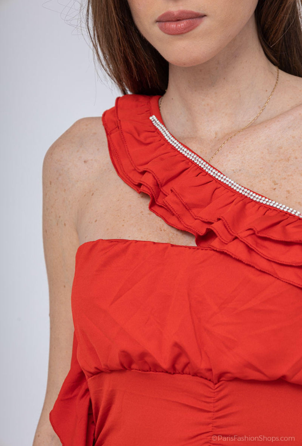 Robe courte asymétrique froncée Modèle Bélinda - Santa Mode - vue 5