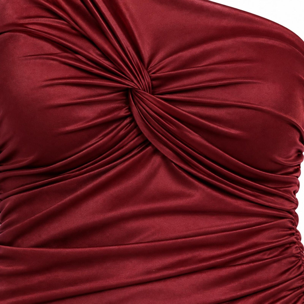 Robe courte bordeaux asymétrique Modèle Tessa - vue 7