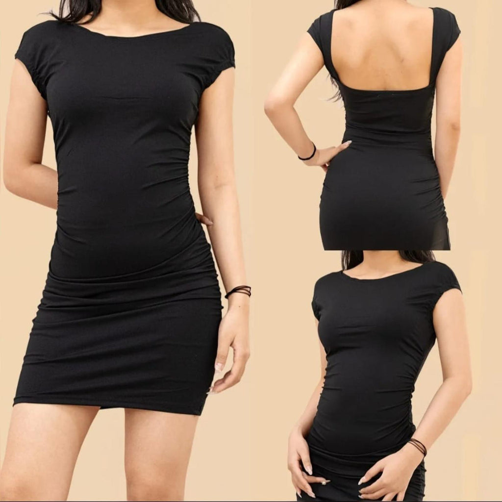 Robe courte droite noire Modèle Perugia - Santa Mode