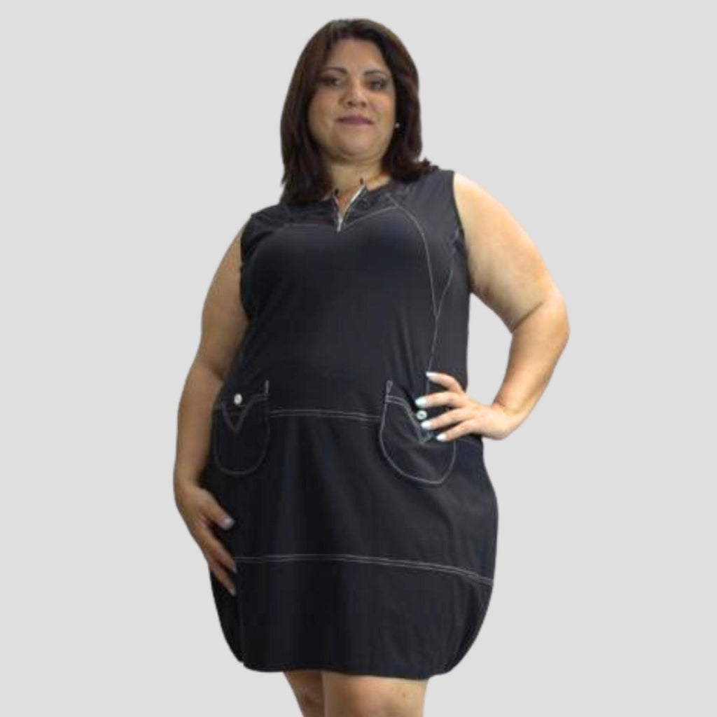Robe courte grandes tailles surpiqûres Modèle Nami - Santa Mode