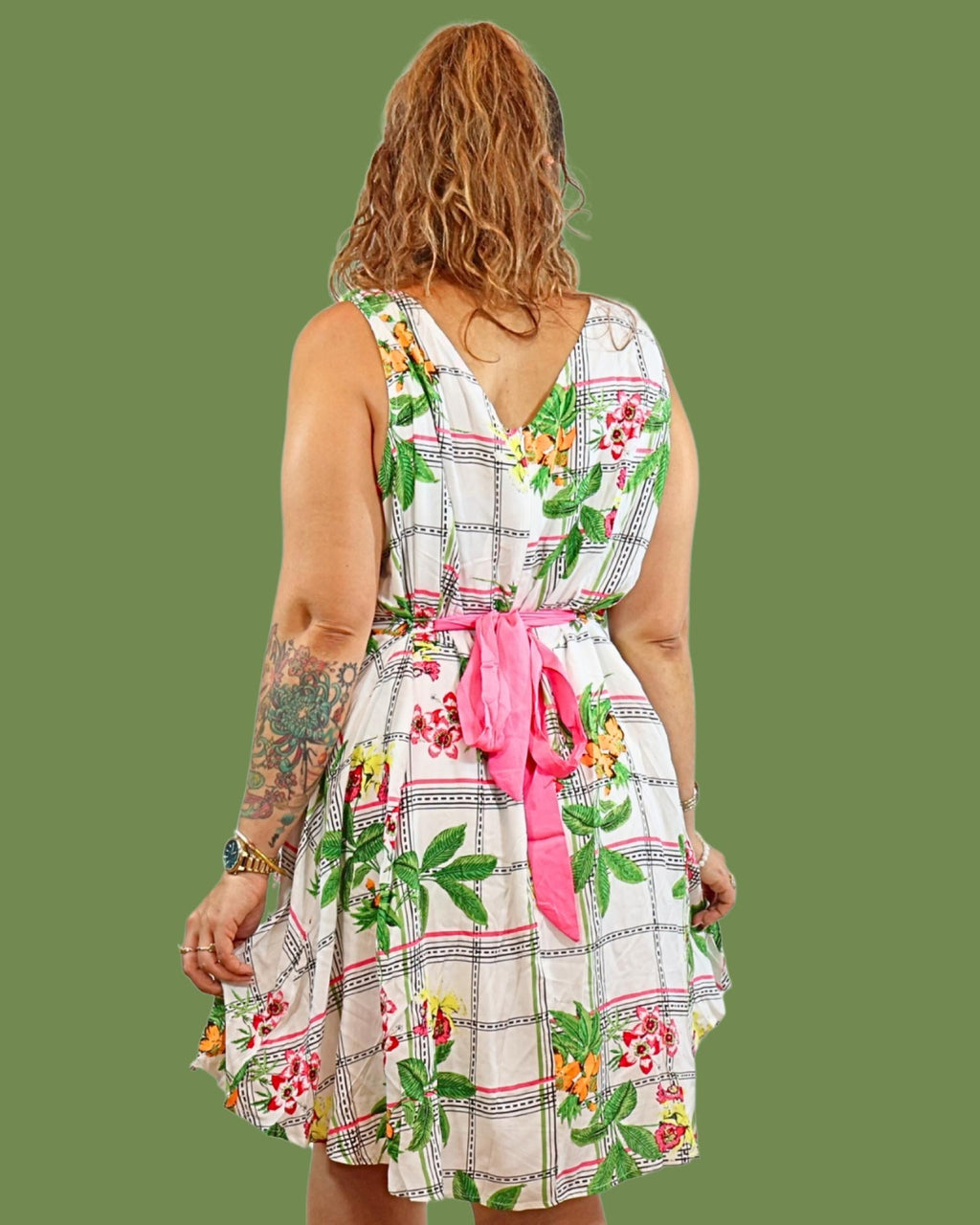 Robe Courte imprimé à carreaux- Modèle Zaya - Santa Mode - vue 2