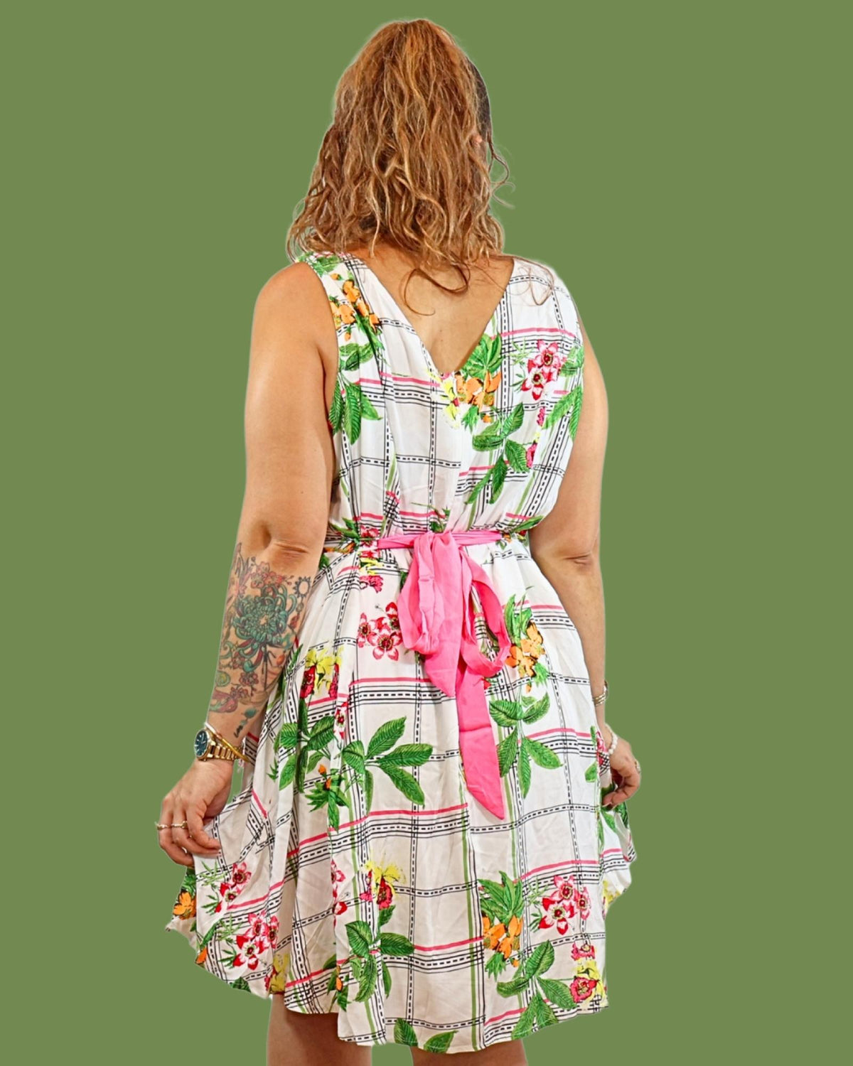 Robe Courte imprimé à carreaux- Modèle Zaya - Santa Mode - vue 2
