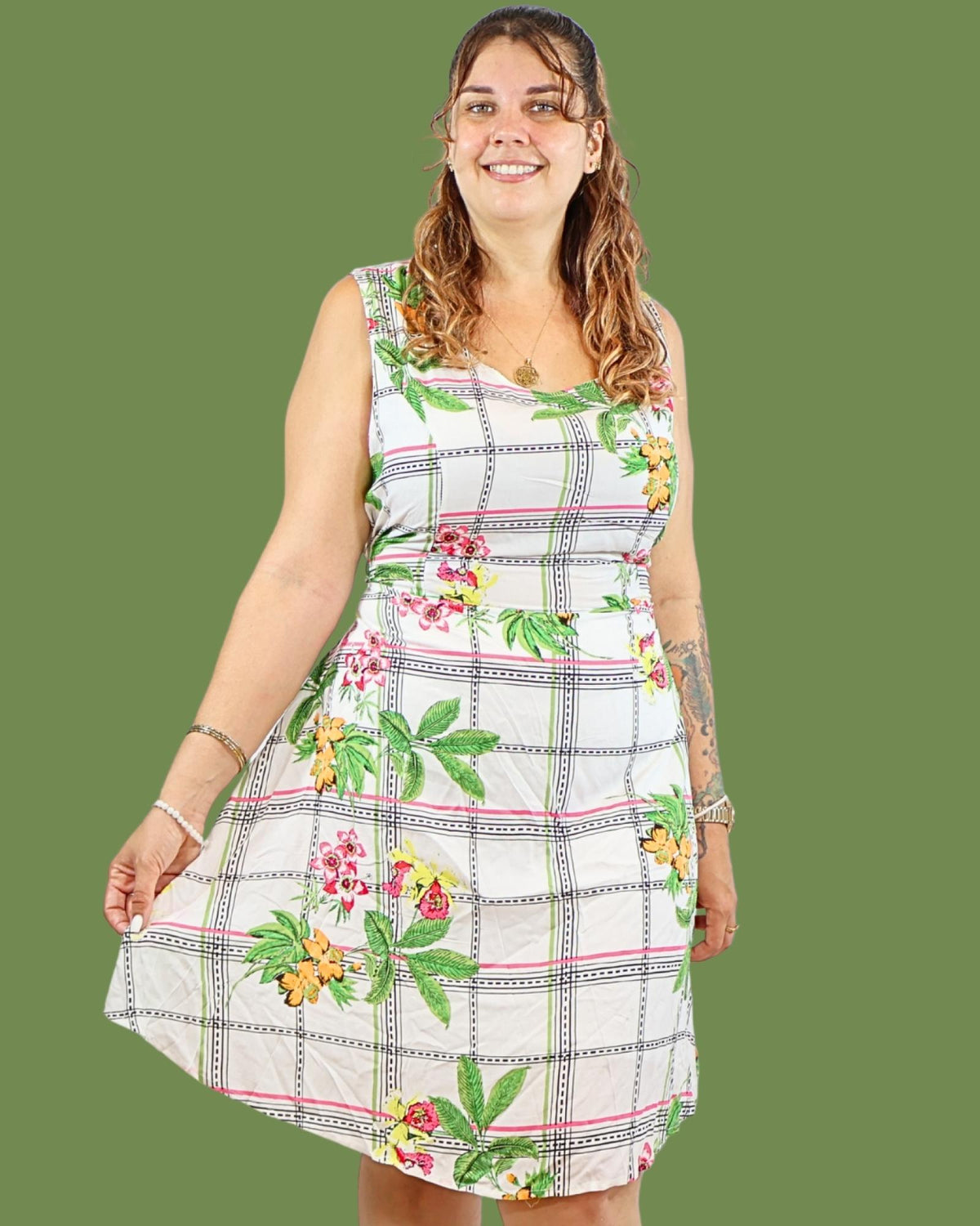 Robe Courte imprimé à carreaux- Modèle Zaya - Santa Mode - vue 4