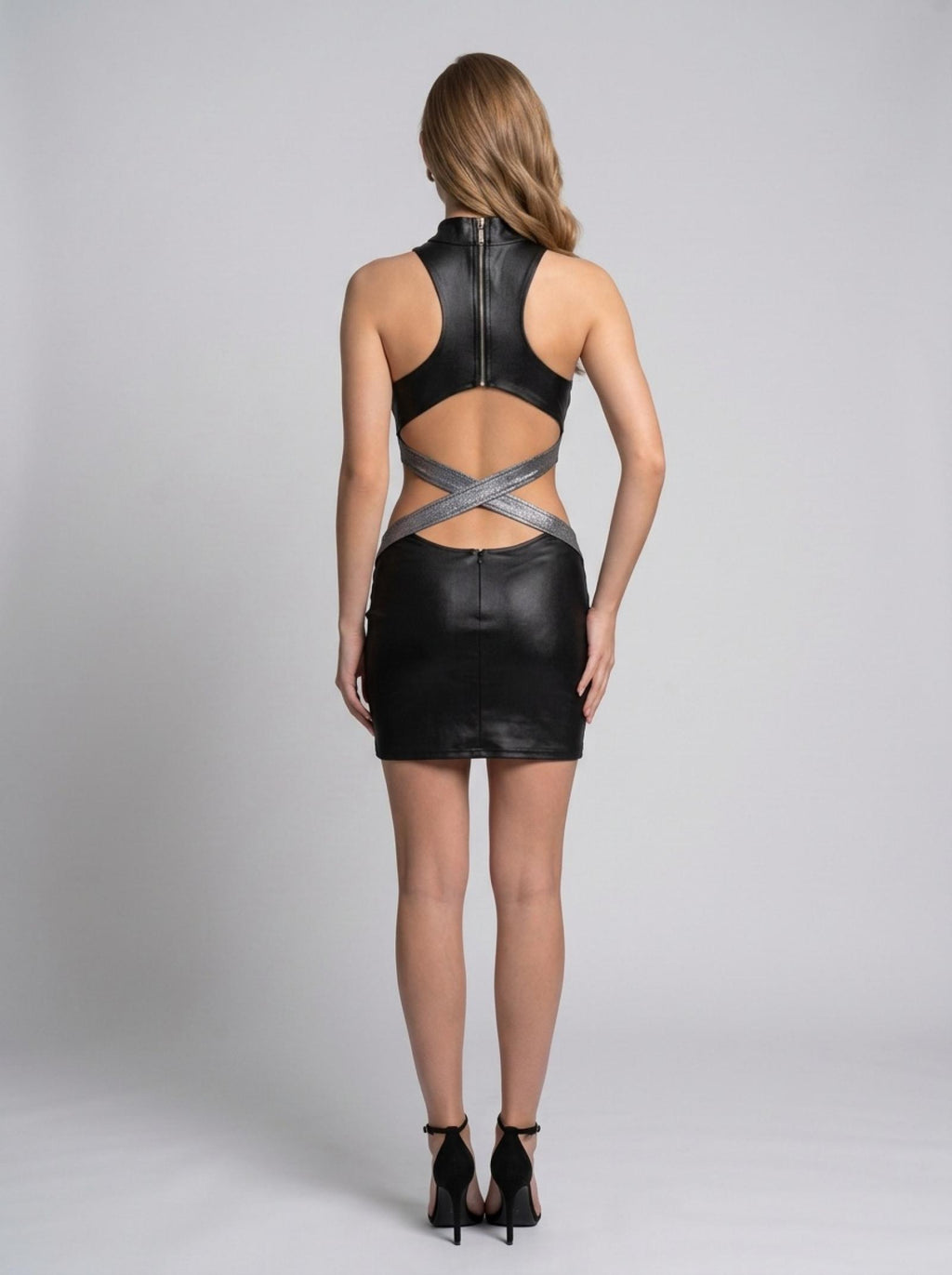 Robe courte pailletée modèle Alba noire - vue 3