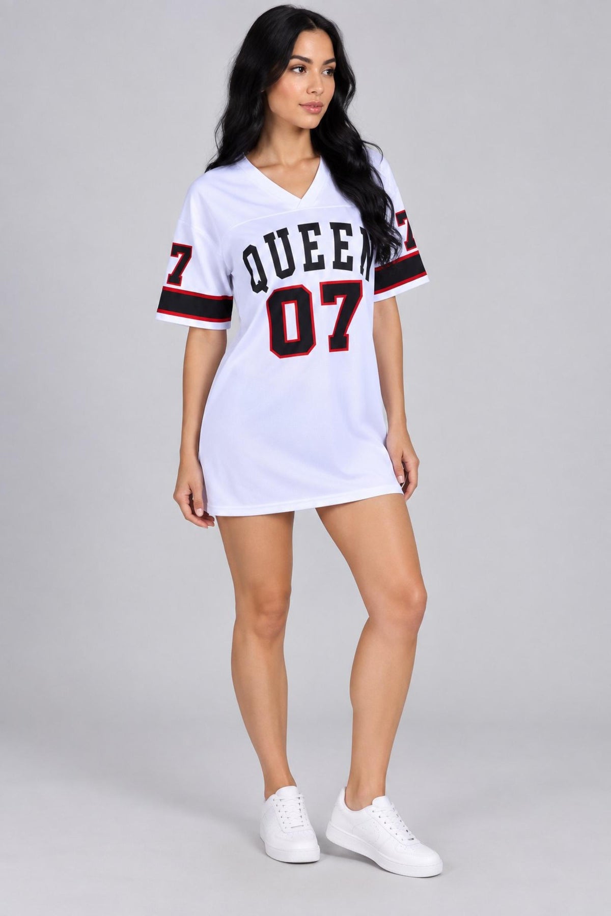 Robe femme col V modèle Queen blanc - Santa Mode - vue 4