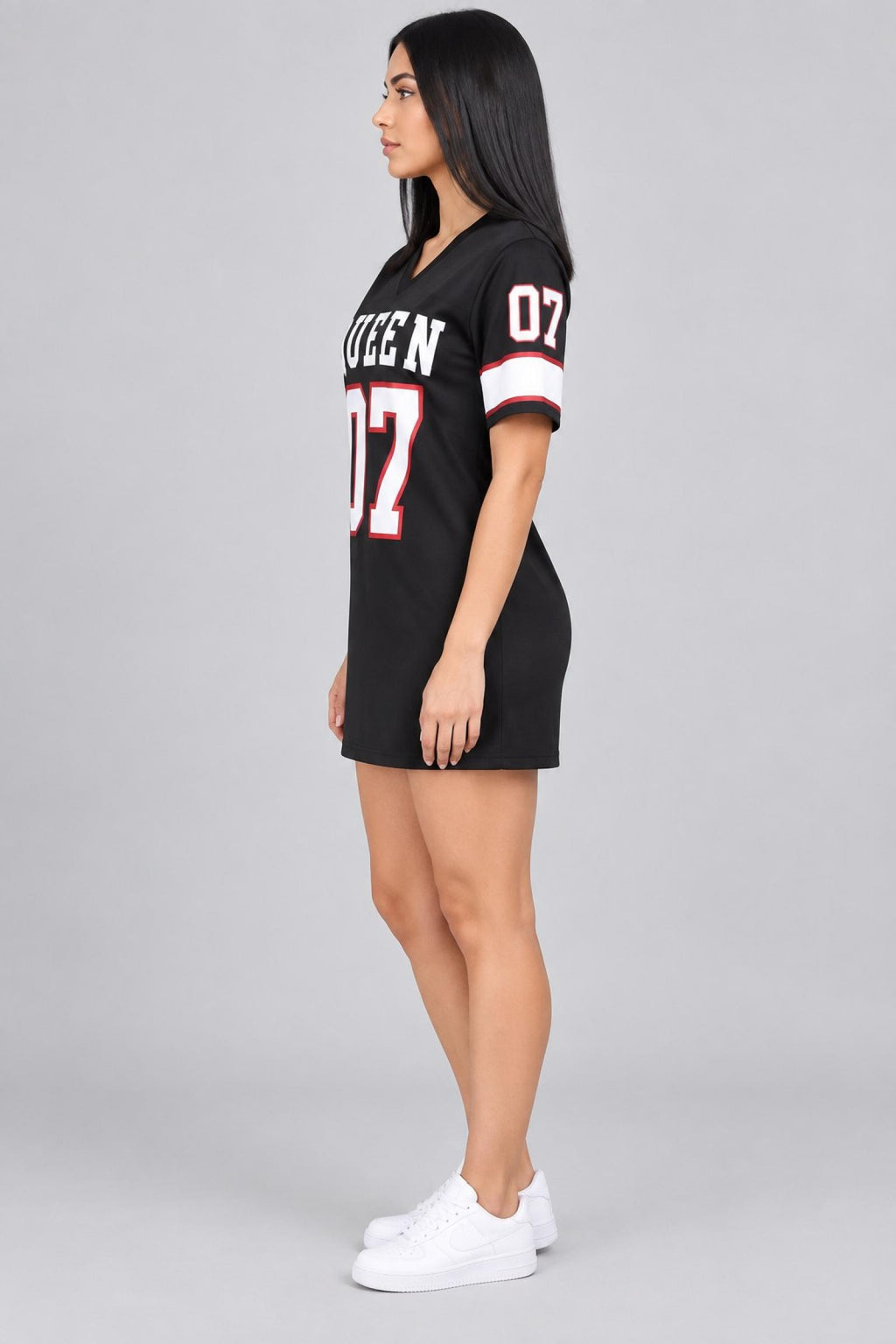Robe femme col V modèle Queen noir - Santa Mode - vue 2