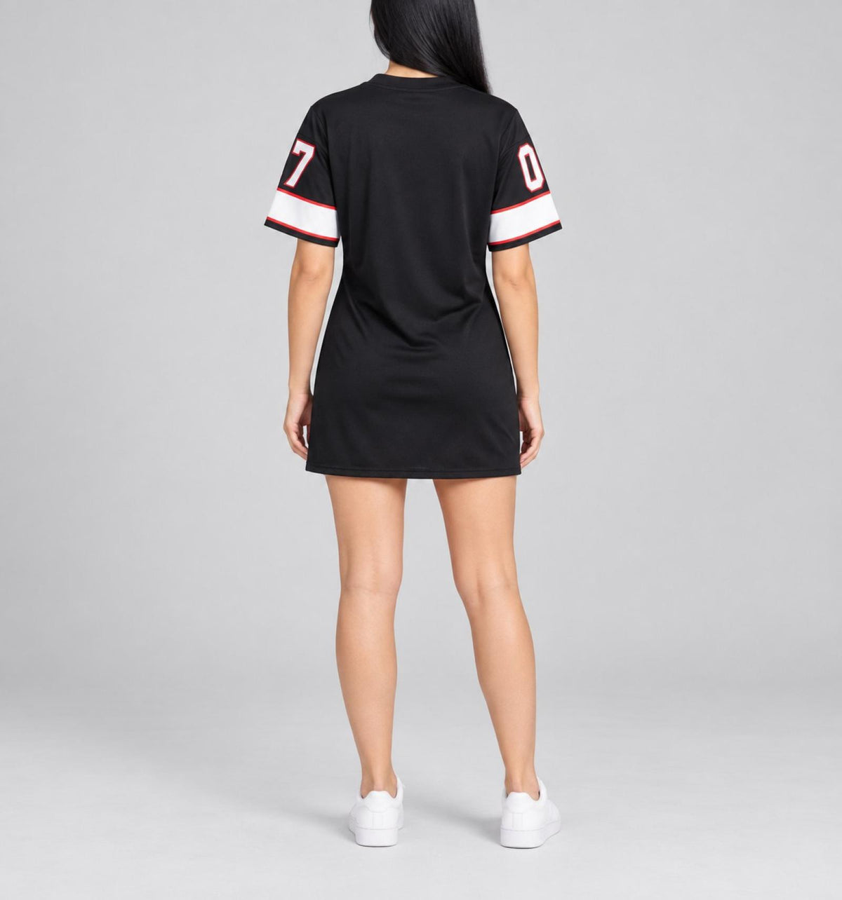 Robe femme col V modèle Queen noir - Santa Mode - vue 3