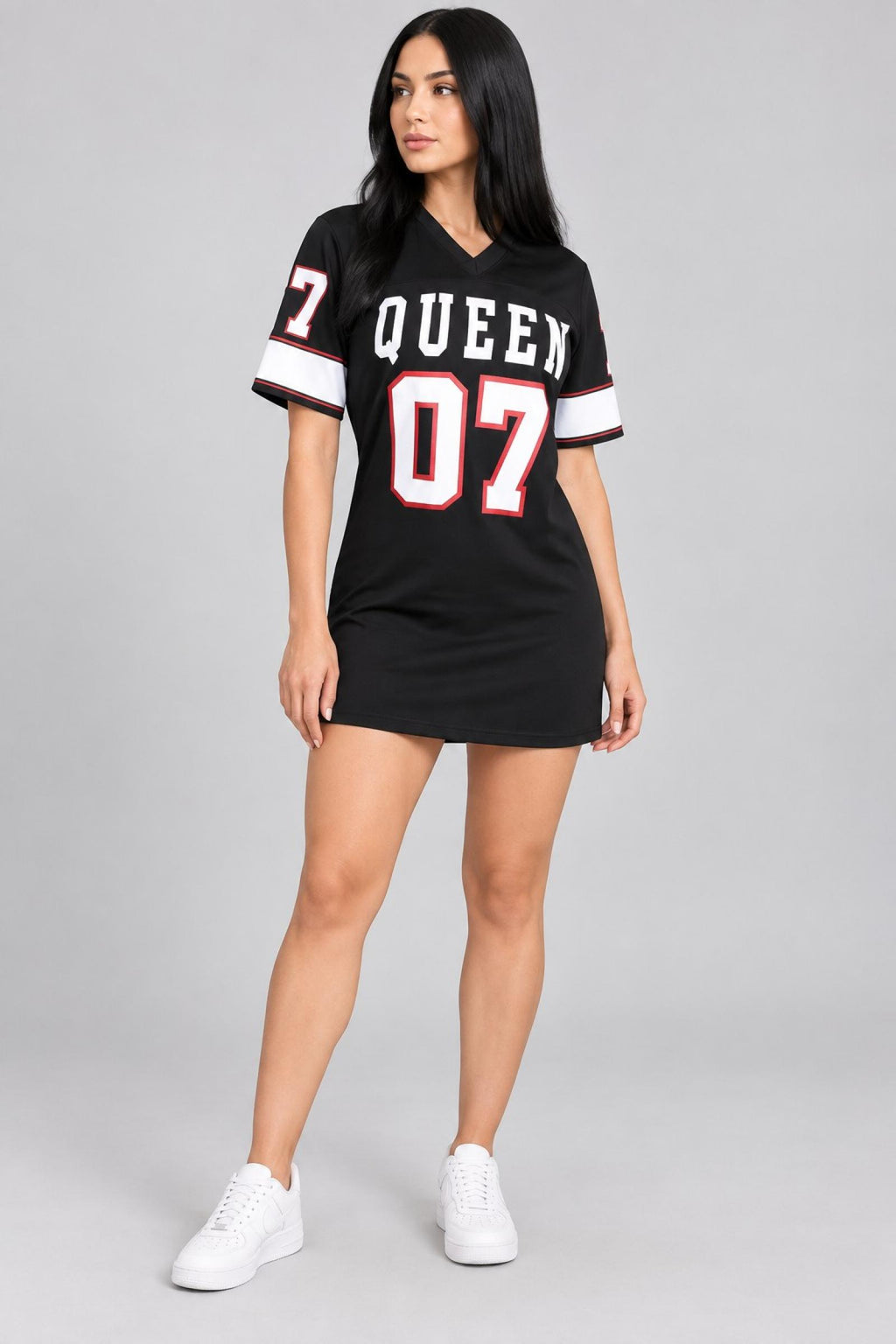 Robe femme col V modèle Queen noir - Santa Mode - vue 4