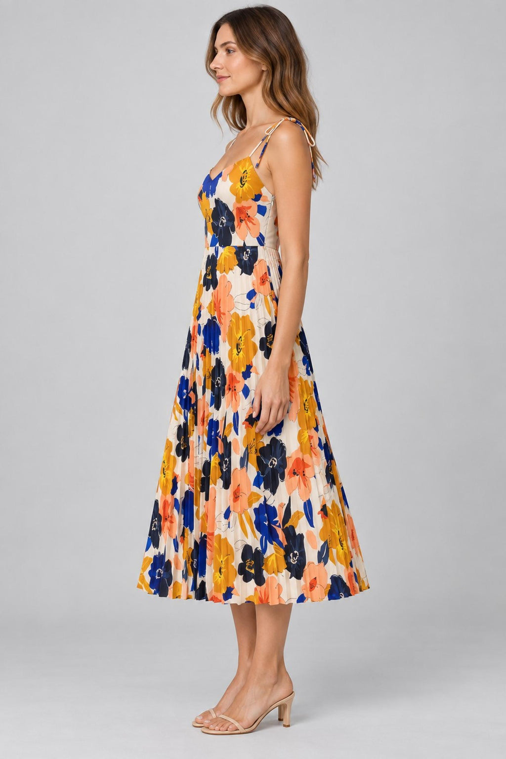 Robe femme midi fleurie modèle Amandine multicolore - Santa Mode - vue 2