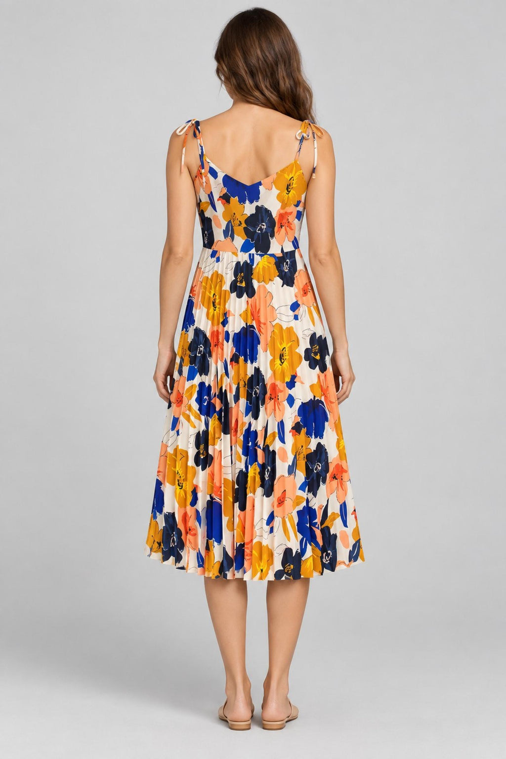 Robe femme midi fleurie modèle Amandine multicolore - Santa Mode - vue 3