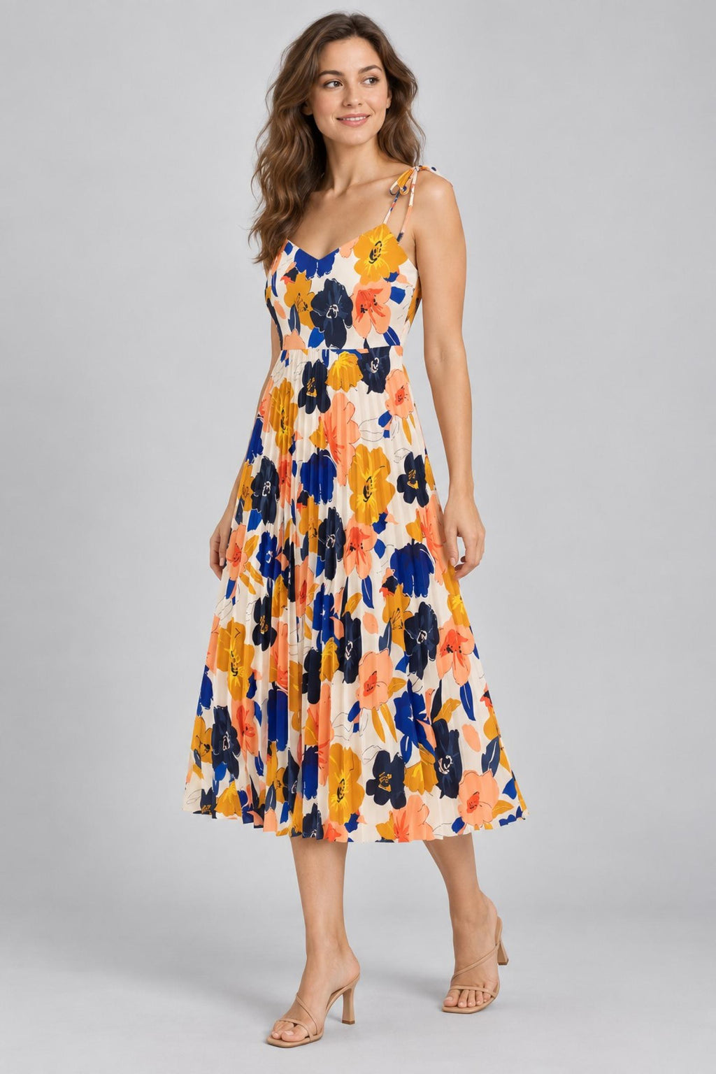 Robe femme midi fleurie modèle Amandine multicolore - Santa Mode - vue 4