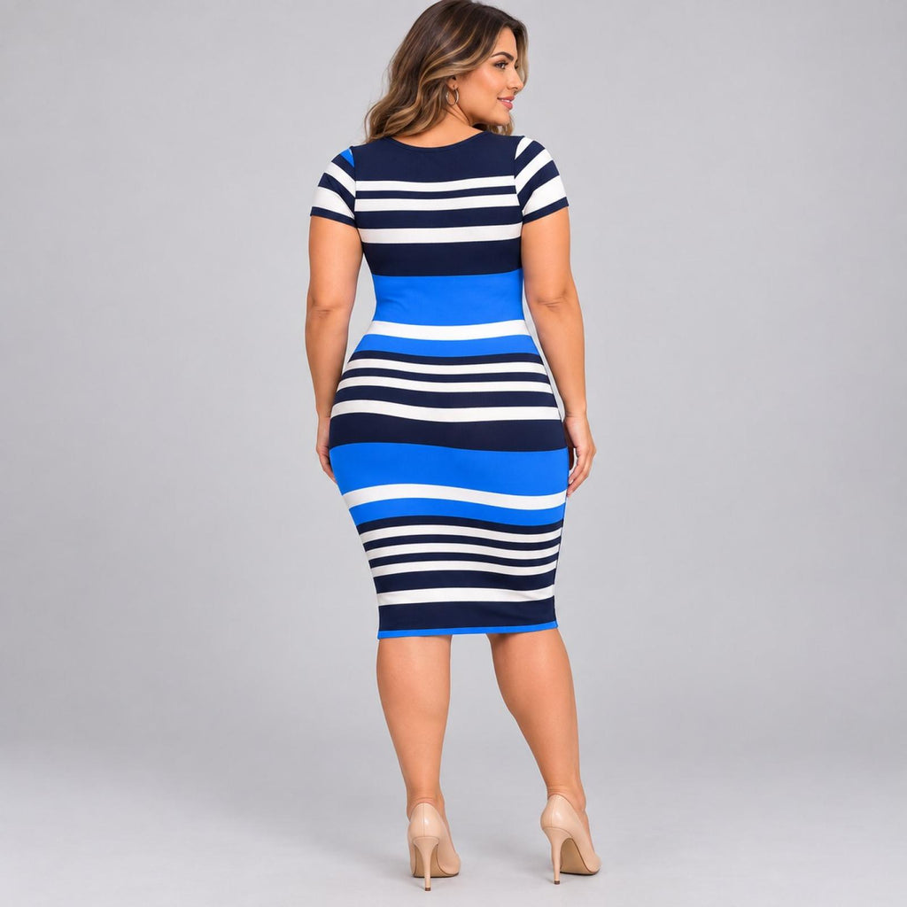 Robe femme moulante modèle Melia bleue - vue 3
