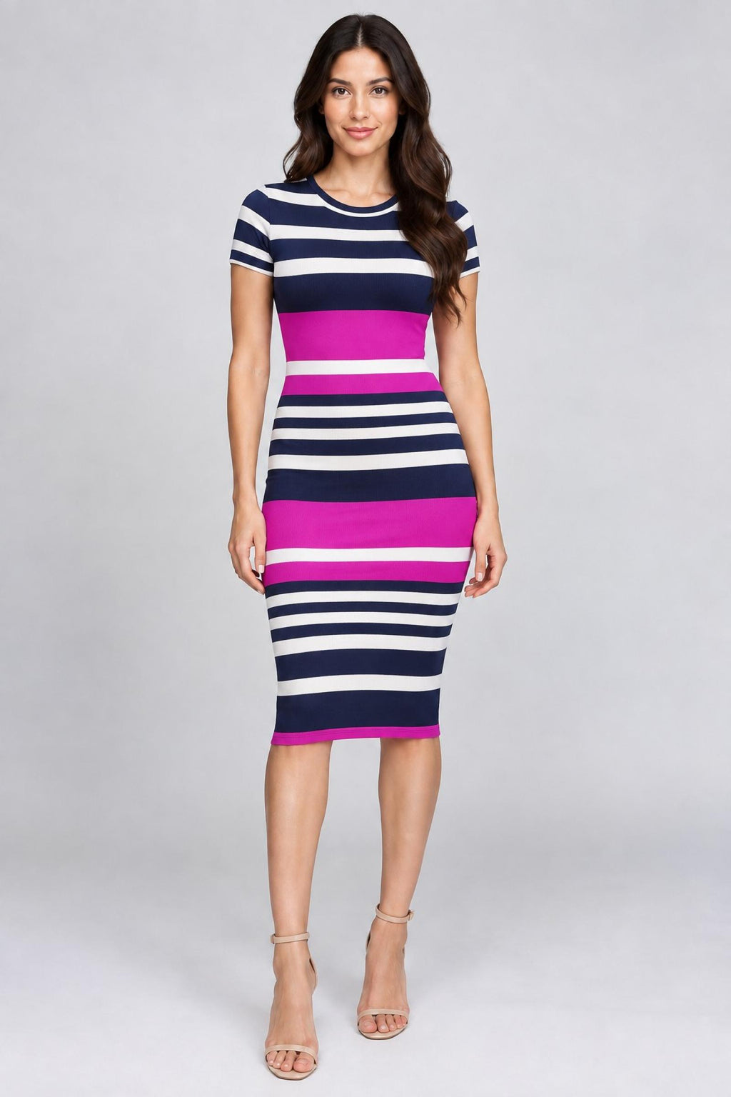 Robe femme moulante modèle Melia magenta - Santa Mode