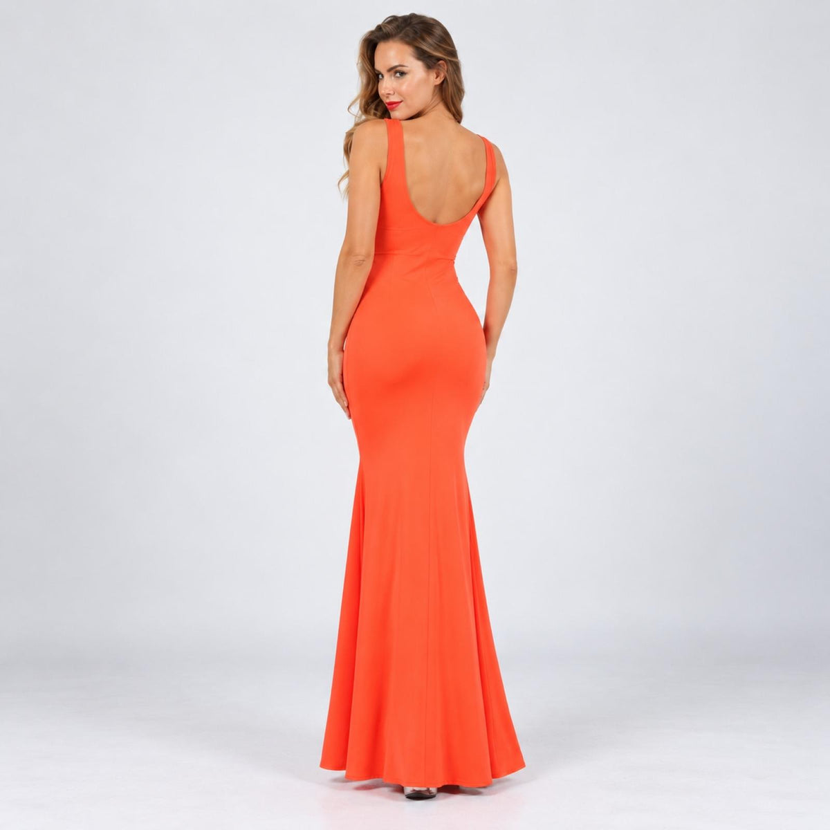 Robe fendue modèle Alia orange - vue 3