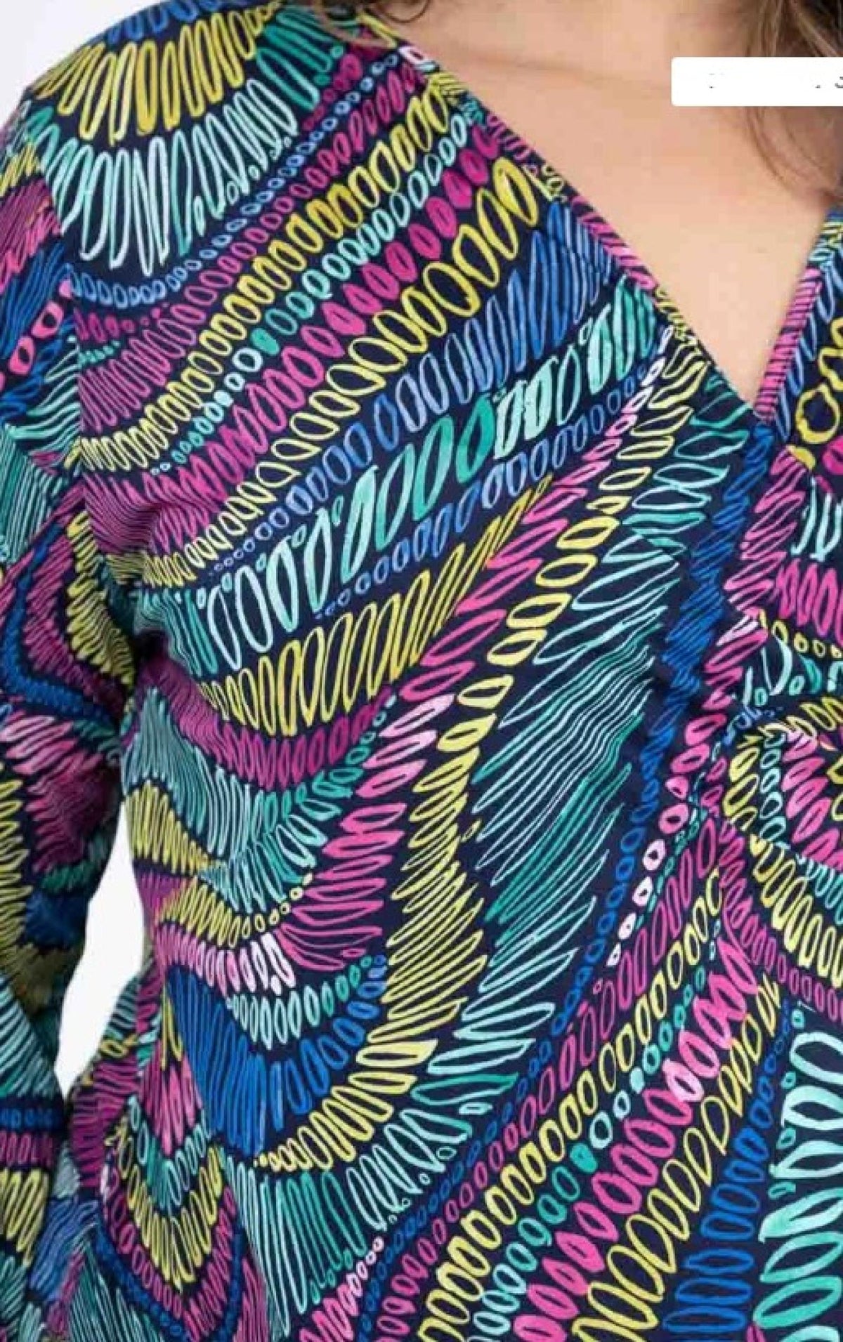 Robe grandes tailles cache-cœur imprimé ethnique Modèle Tribale - Santa Mode - vue 5