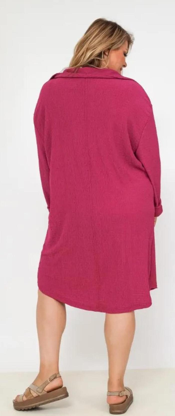 Robe grandes tailles fuchsia à col V Modèle Royale - Santa Mode - vue 4